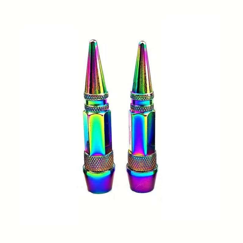 2 Adet Mermi Sibop Kapağı 60mm Bisiklet, Motosiklet, Araba için Lastik Kapağı Rainbow Renk