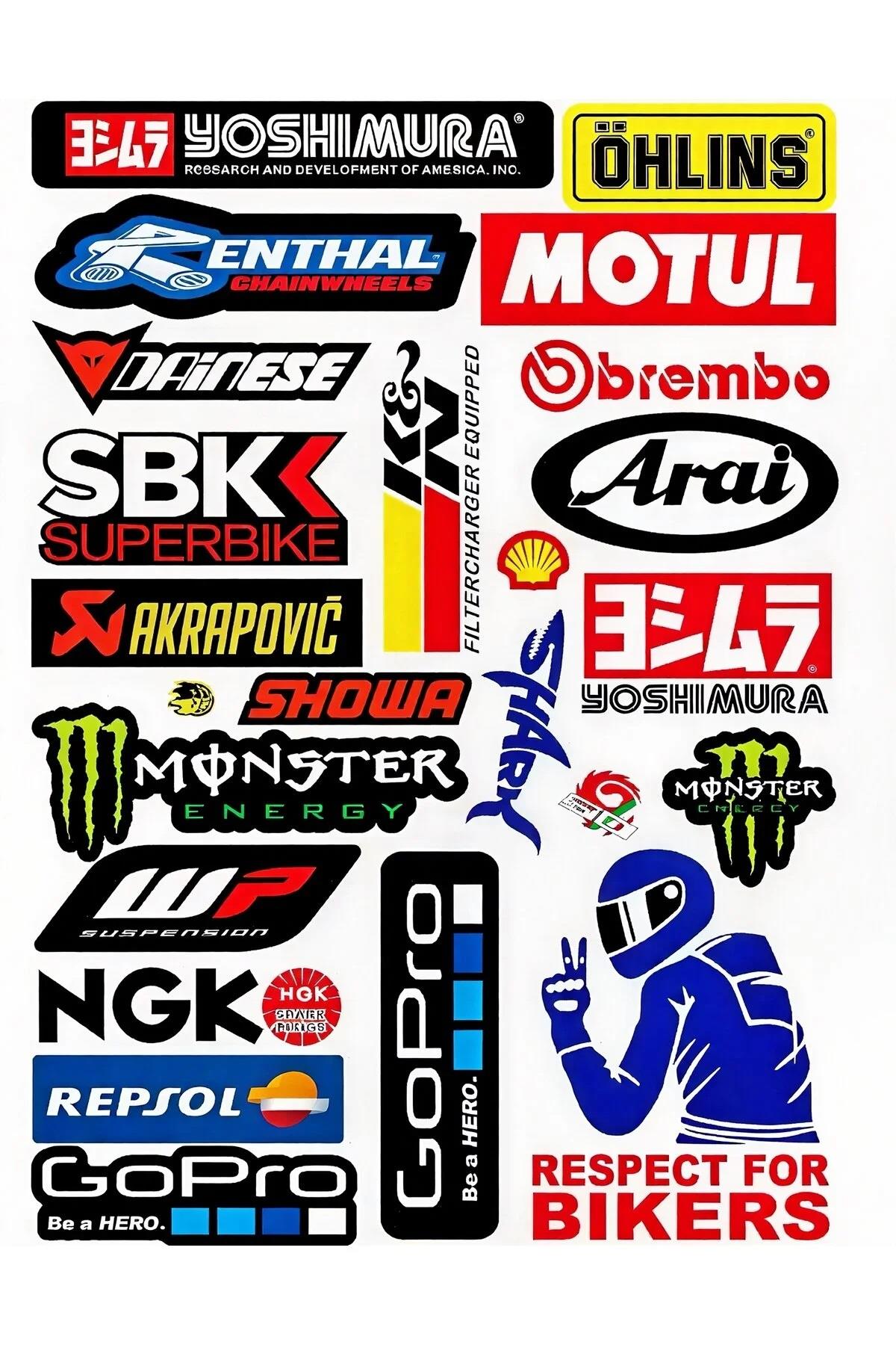 Araba, Motosiklet, Bisiklet, Kask Sponsor Sticker Seti, Çıkartma Etiketi A8034 Model