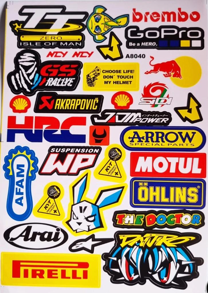 Araba, Motosiklet, Bisiklet, Kask Sponsor Sticker Seti, Çıkartma Etiketi A8040 Model