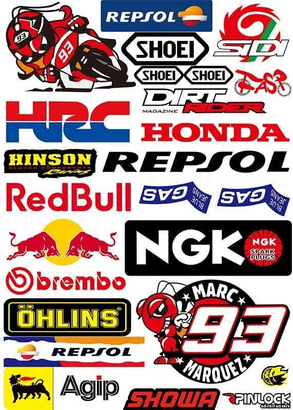 Araba, Motosiklet, Bisiklet, Kask Sponsor Sticker Seti, Çıkartma Etiketi A8035 Model
