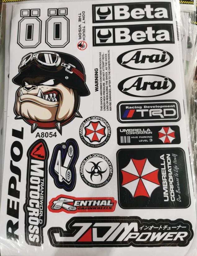 Araba, Motosiklet, Bisiklet, Kask Sponsor Sticker Seti, Çıkartma Etiketi A8054 Model