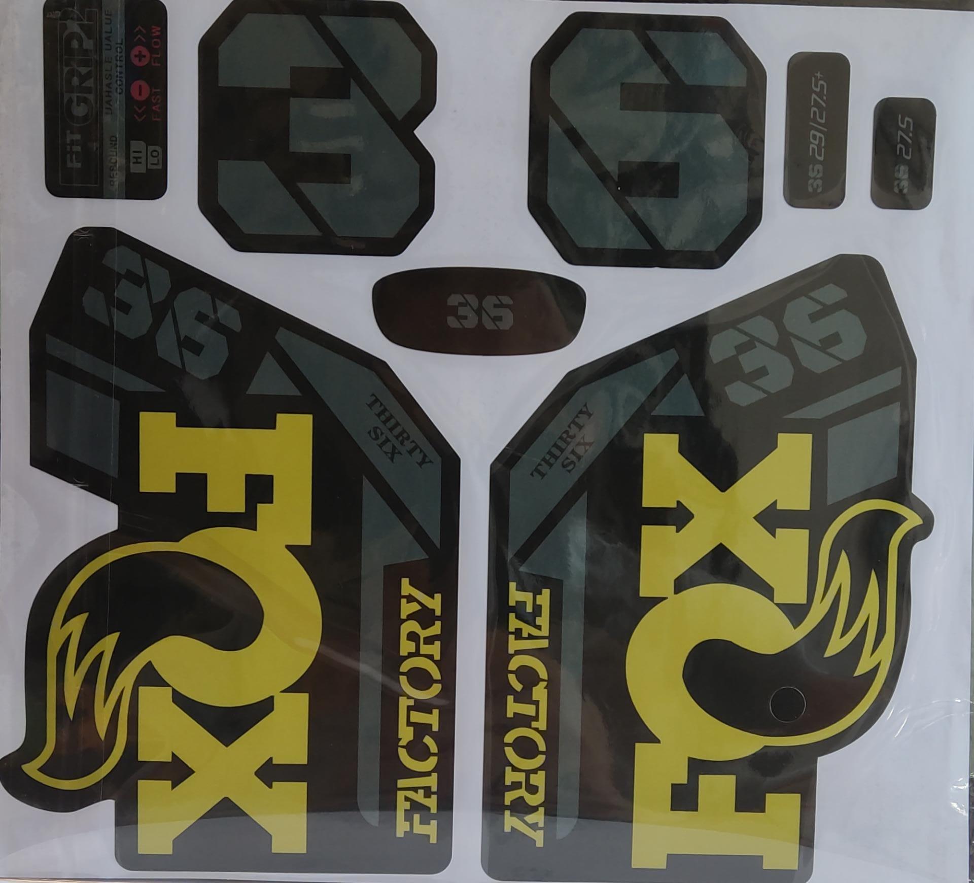 Fox 36 Bisiklet Maşa Etiketi, Kask Sticker Seti, Çıkartma Etiketi Sarı