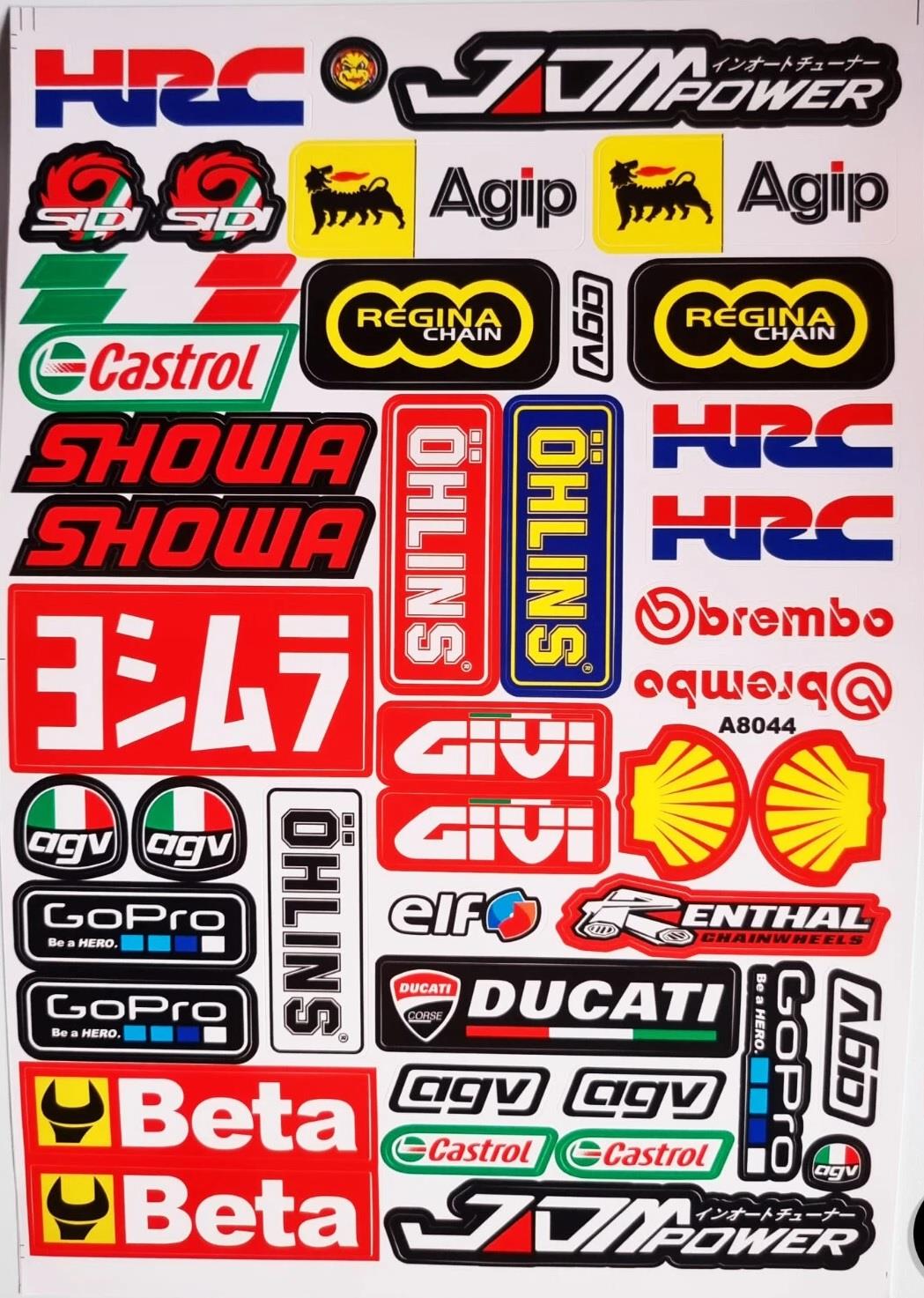 Araba, Motosiklet, Bisiklet, Kask Sponsor Sticker Seti, Çıkartma Etiketi A8044 Model