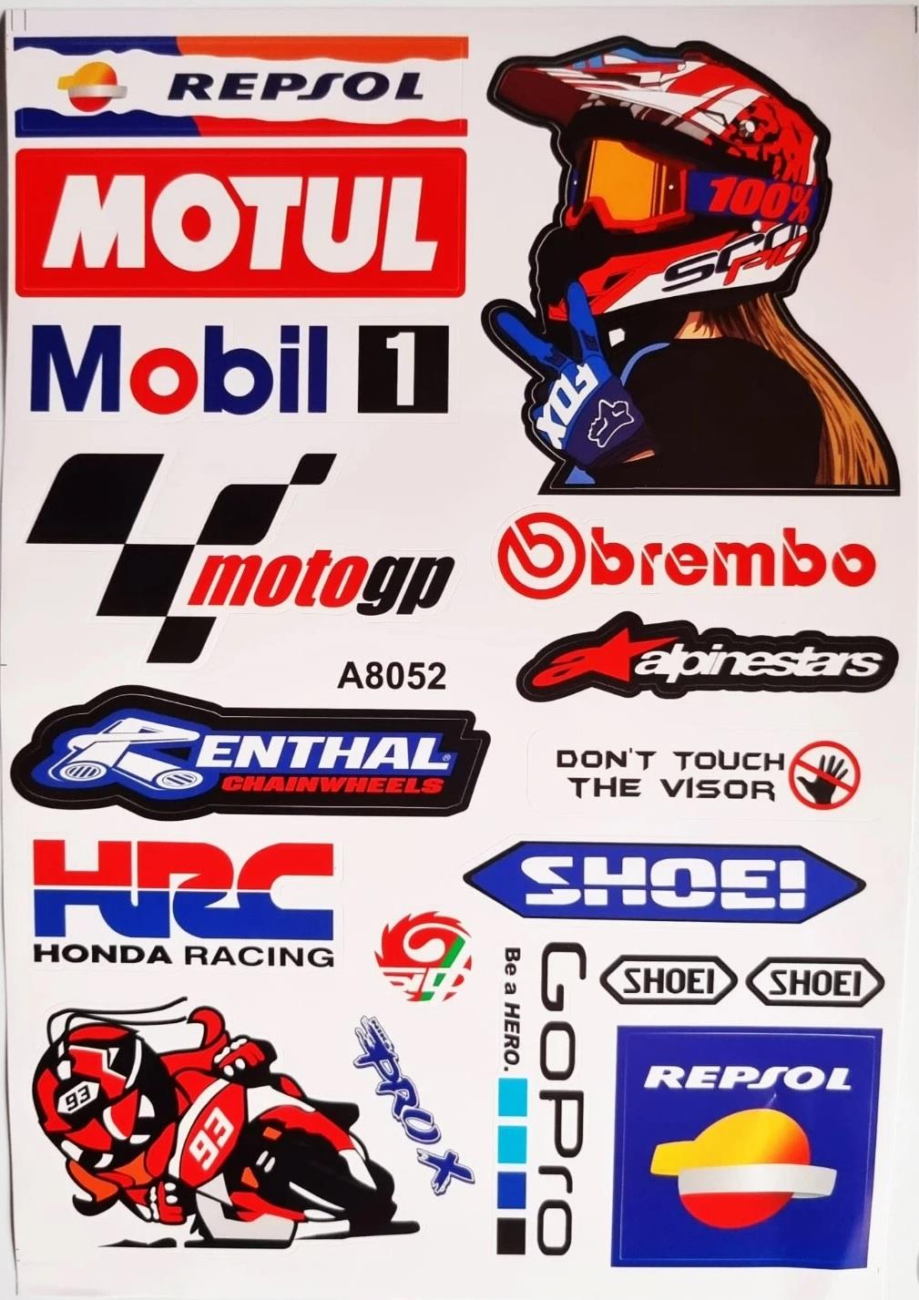 Araba, Motosiklet, Bisiklet, Kask Sponsor Sticker Seti, Çıkartma Etiketi A8052 Model