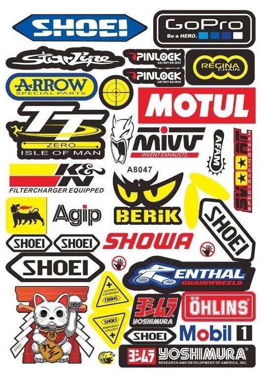 Araba, Motosiklet, Bisiklet, Kask Sponsor Sticker Seti, Çıkartma Etiketi A8047 Model