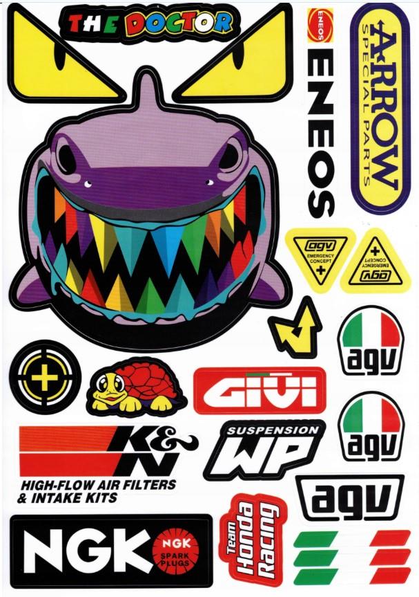 Araba, Motosiklet, Bisiklet, Kask Sponsor Sticker Seti, Çıkartma Etiketi A8055 Model