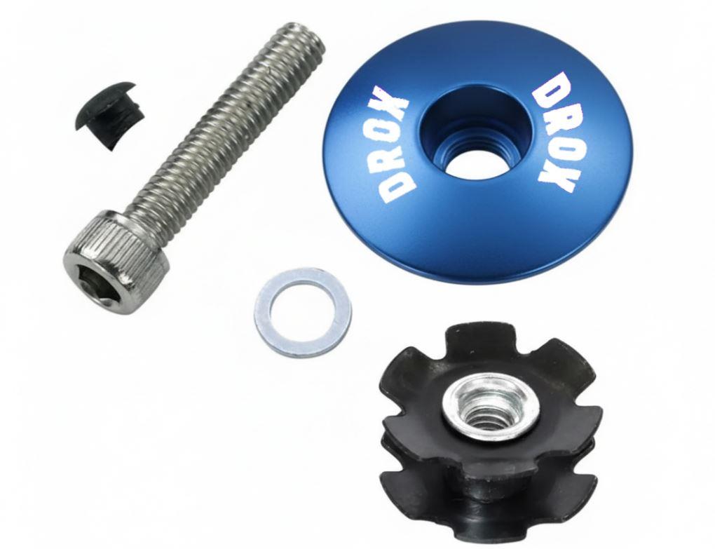 Asistan Drox HC 100 Top Cap Furç Kapak Seti Alüminyum Gidon Boğazı Üst Kapak Seti 1-1/8 Mavi Renk