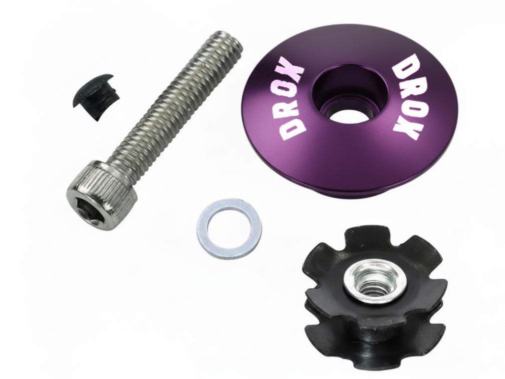 Asistan Drox HC 100 Top Cap Furç Kapak Seti Alüminyum Gidon Boğazı Üst Kapak Seti 1-1/8 Mor Renk