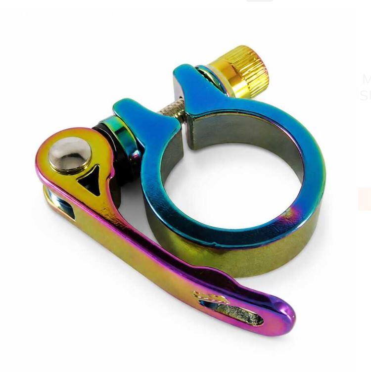 Bisiklet SELE BORUSU KELEPÇESİ MANDALLI Rainbow 34,9MM ( 31,8 SELE BORUSU UYUMLU ) oilslick