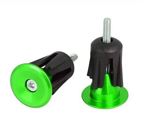 Briviga Alüminyum+ Plastik 22-24 mm Bisiklet Gidon Ucu Tıpası Yeşil Renk ( 1 Çift )Gidon Tıpası