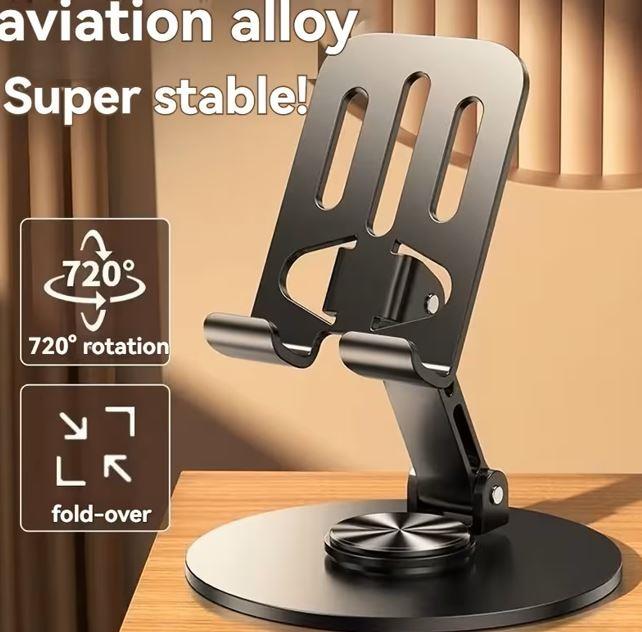 Dönebilen, Katlanabilir ve Ayarlanabilir Masaüstü Telefon Tutucu Tamamen Metal Katlanabilir Tutucu