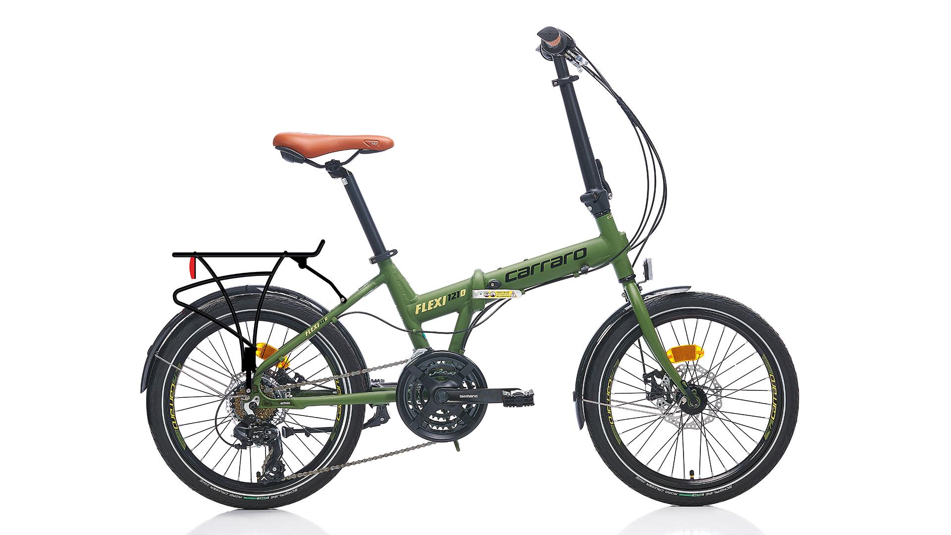 Carraro Flexi 121D Mekanik Disk 20" Jant 21 Vites Unisex Katlanır Bisiklet Haki Yeşil Siyah