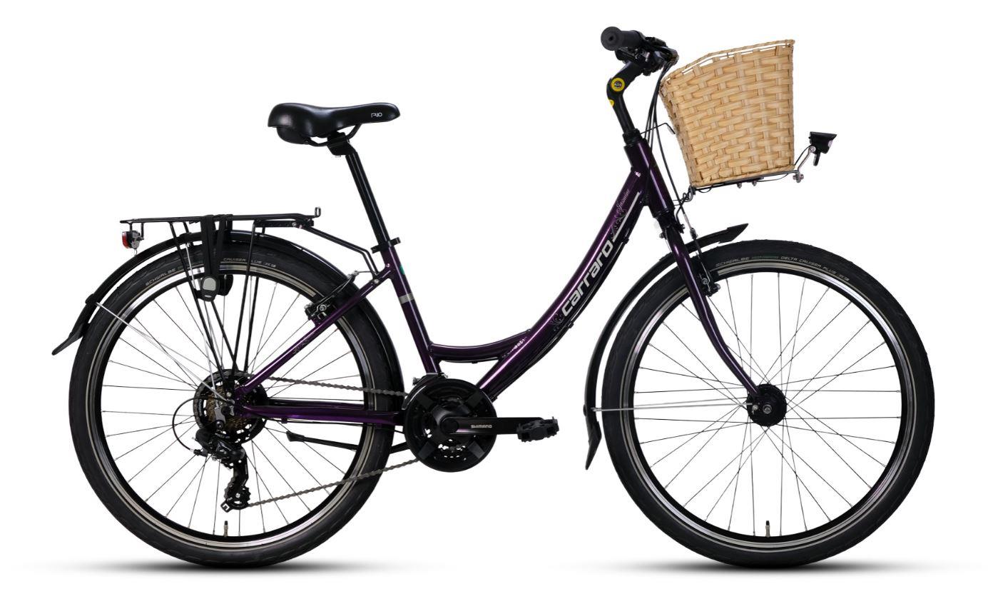 Carraro Jasmine 26"Jant 21 Vites 38 Kadro V Fren Bayan Çamurluklu Bagajlı Şehir Bisikleti Mor Renk