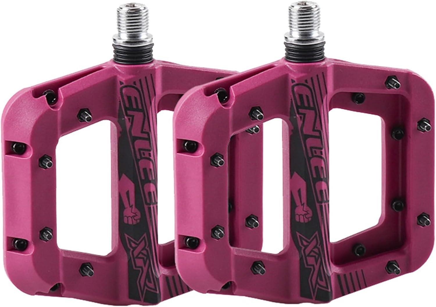 Enlee Renkli Çivili Kaymaz Platform Pedal MTB Rulmanlı Plastik Alüminyum Pedal Ultra Hafif Mor