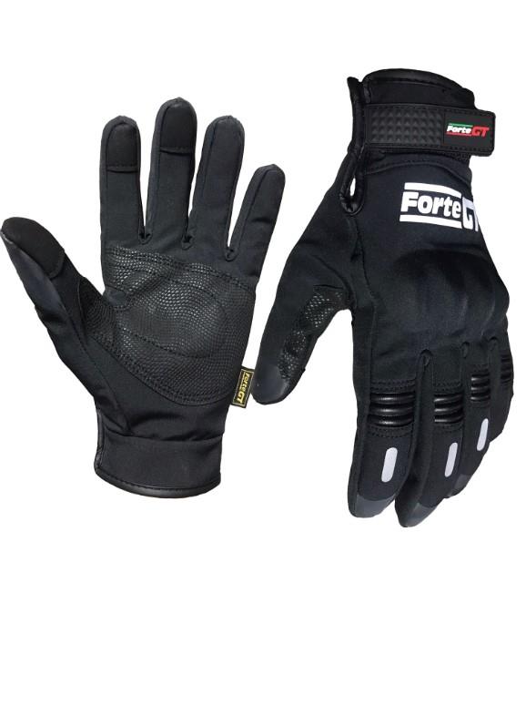 FORTE GT 07 Su Geçirmez Reflektif Softshel Motosiklet Eldiveni Siyah S Beden