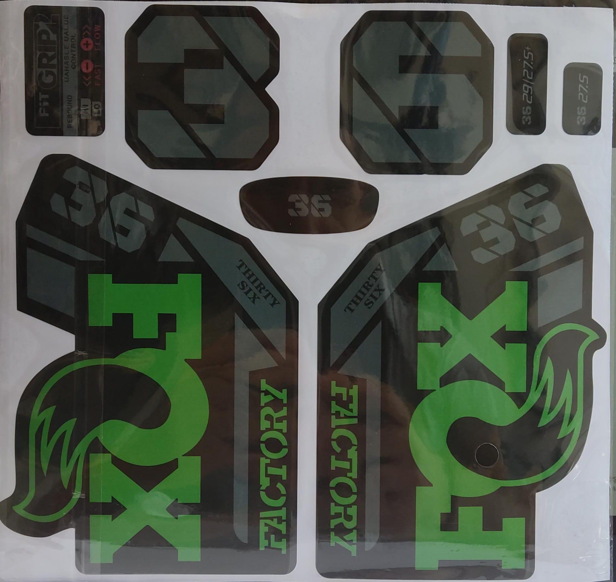 Fox 36 Bisiklet Maşa Etiketi, Kask Sticker Seti, Çıkartma Etiketi Fıstık Yeşili
