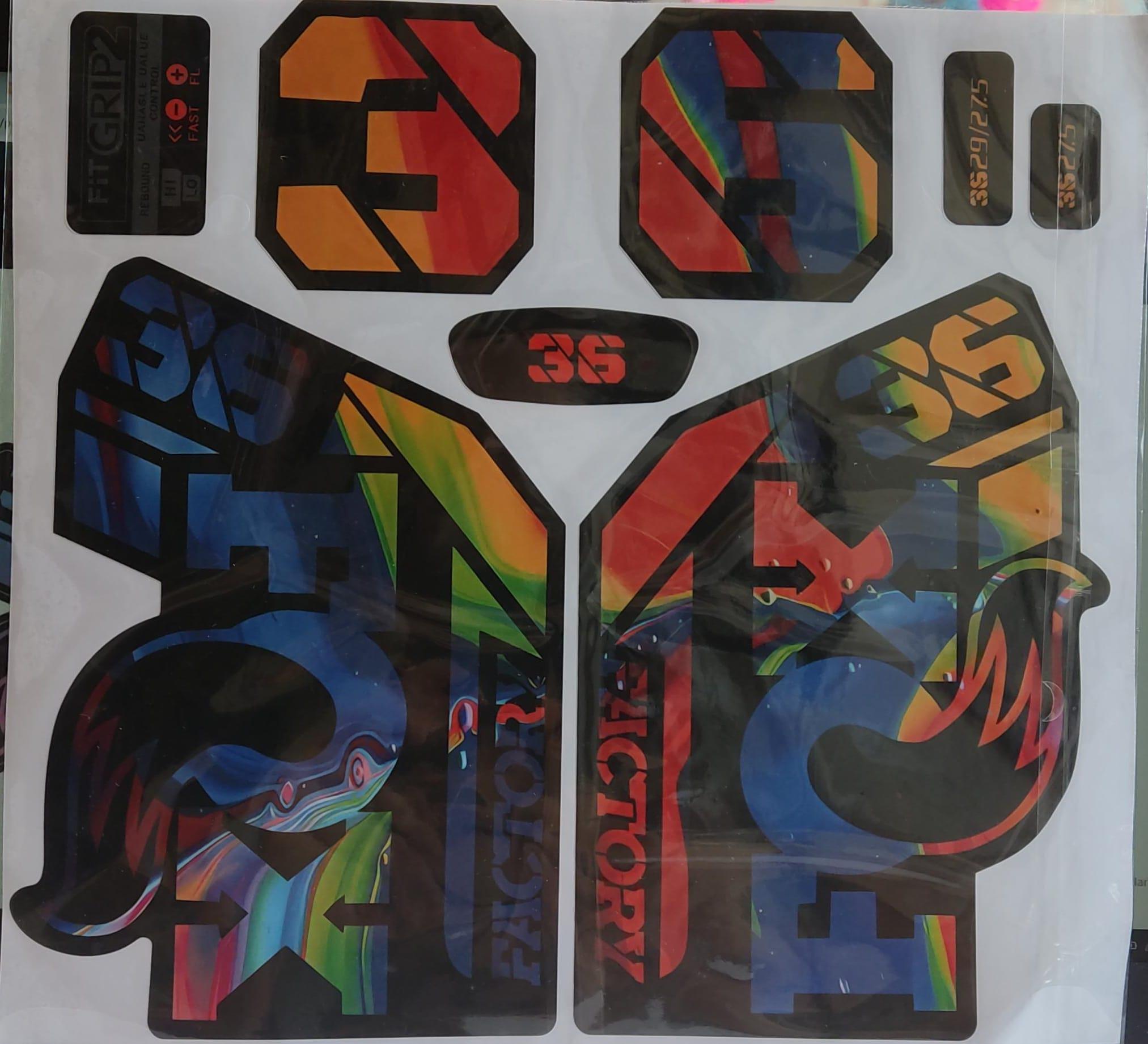 Fox 36 Bisiklet Maşa Etiketi, Kask Sticker Seti, Çıkartma Etiketi Fıstık Rainbow
