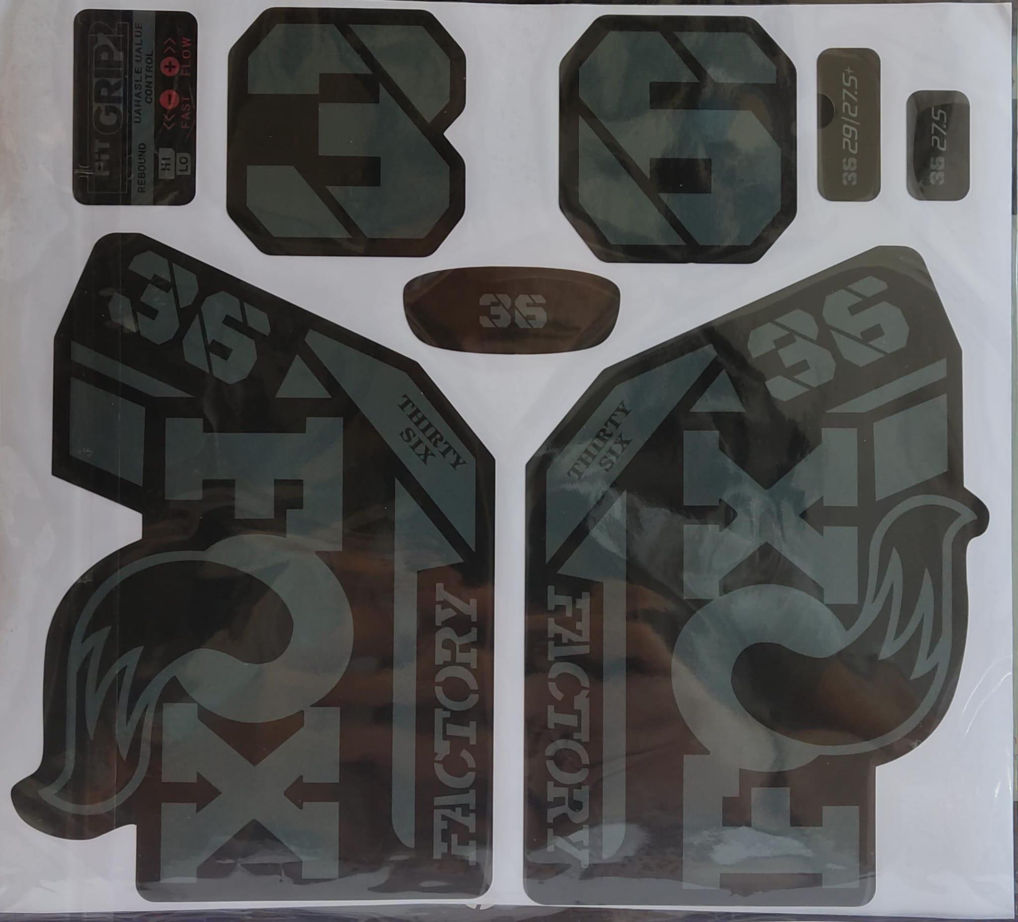 Fox 36 Bisiklet Maşa Etiketi, Kask Sticker Seti, Çıkartma Etiketi Siyah Gri
