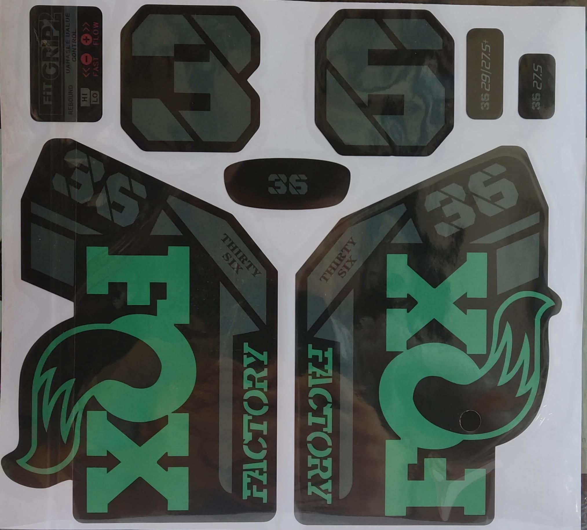 Fox 36 Bisiklet Maşa Etiketi, Kask Sticker Seti, Çıkartma Etiketi Yeşil