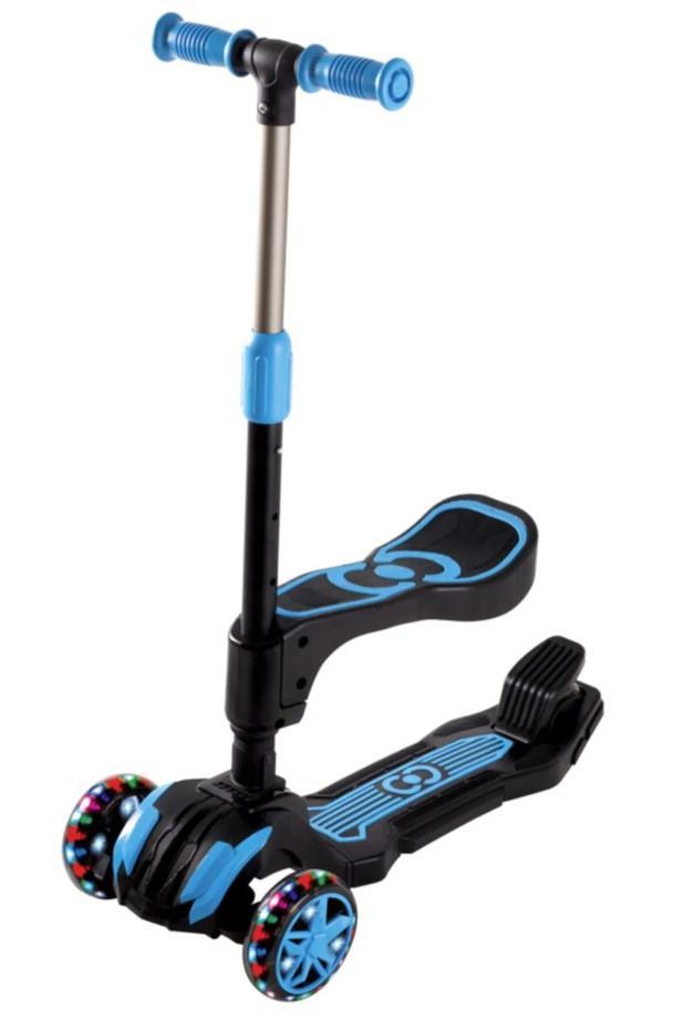 Furkan Toys Cool Wheels Led Işıklı Oturaklı Combo Scooter Mavi