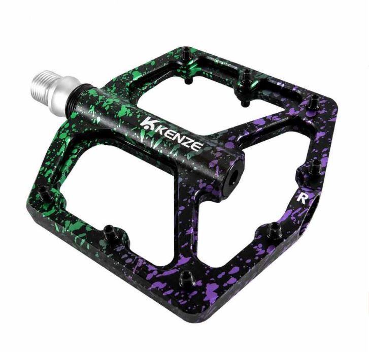 Kenze 3 Rulmanlı Ultralight Alüminyum Alaşımlı Mtb Bmx Geniş Hafif Platform Pedal Yeşil Mor