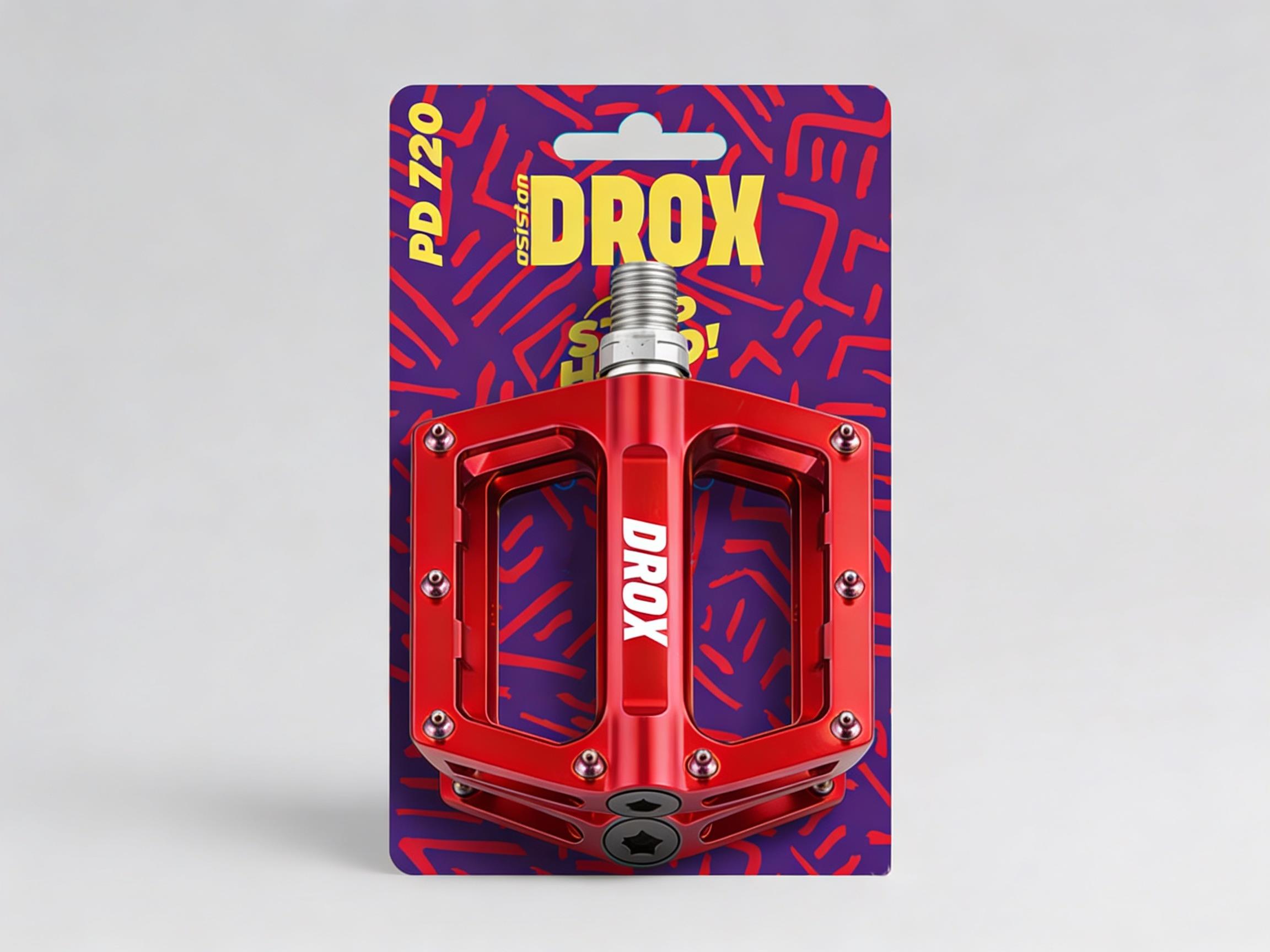 Asistan Drox PD 720 Rulmanlı Pedal Çivili Mtb Freeride Bmx Geniş Platform Bisiklet Pedalı Kırmızı