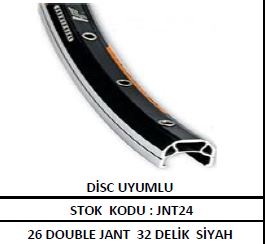 KNT 26 Double Jant Çemberi 32 Delik Siyah Yüzüklü
