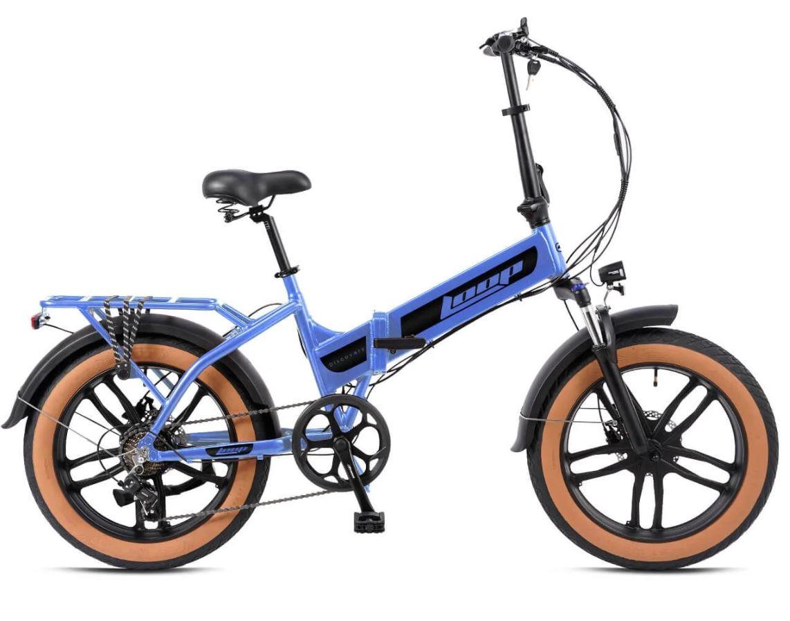 Kron Loop Discovery 20" Jant Fat Bike 7 Vites Hidrolik Fren Elektrikli Katlanır Bisiklet Mavi Füme