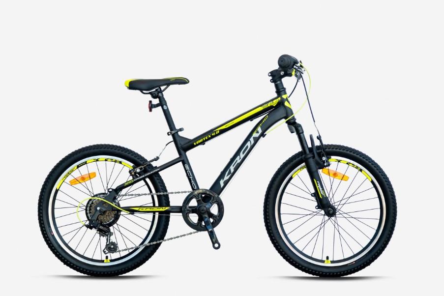 Kron VORTEX 4.0 20 Jant 7 Vites V-Fren Çelik Çocuk Bisikleti Siyah Sarı 20 Jant Vitesli Bisiklet