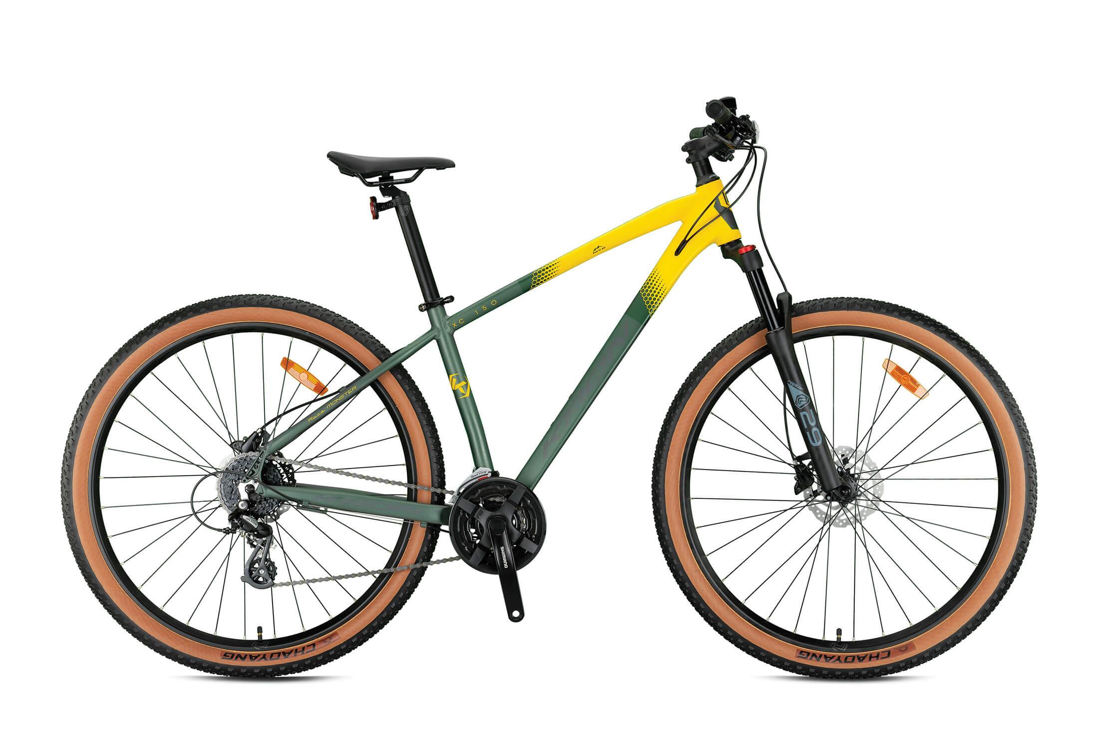 Kron XC150 29 Jant Hidrolik Disk MTB Dağ Bisikleti 24 Vites Amber Yanak Lastik Yeşil Sarı Füme
