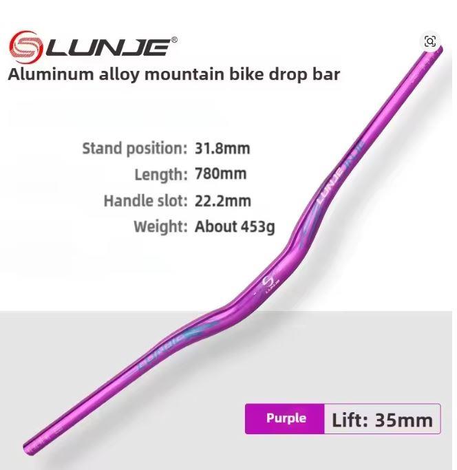 Lunje 78 CM 35 Rise Açılı Alüminyum 31,8mm Mtb Freeride Gidon Bisiklet Gidonu Direksiyonu Mor