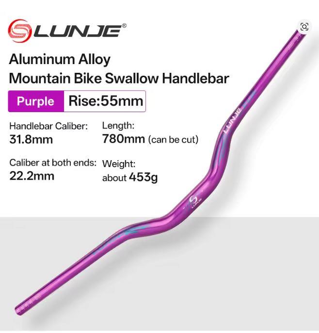 Lunje 78 CM 55 Rise Açılı Alüminyum 31,8mm Mtb Freeride Gidon Bisiklet Gidonu Direksiyonu Mor Renk