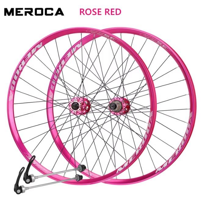 Meroca Ön/Arka 26''Jant Seti Pembe Qr-Mandal 6 Vida Disk Kaset Dişli Rulmanlı Hub Sesli Jant Seti