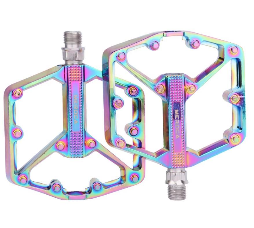 Meroca Rainbow Alüminyum Rulmanlı Bisiklet Pedalı Ultra Hafif Freeride Platform Pedal