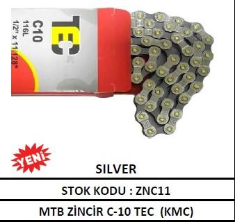 MTB Zincir C-10 TEC KMC Sılver MTB 10 Vites Uyumlu Zincir 30 S