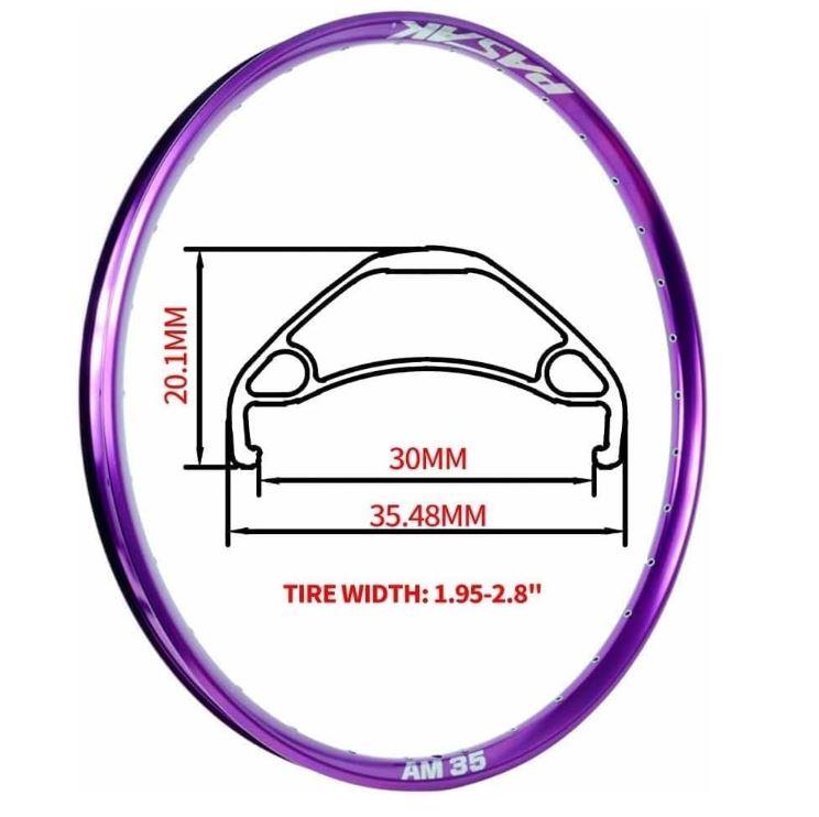 PASAK AM35 Jant Çemberi 29''Jant 32 Delik Mor 35mm 32 Delik XC-FR-AM-DH-ENDURO Jant Çemberi
