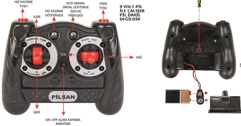 Pilsan Akülü Araba Uzaktan Kumanda Verici 12 V2.4 GHZ Yeni Versiyonu