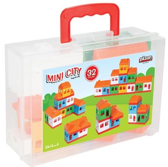 Pilsan Çantalı Mini Kent 32 Parça Eğitici Ve Öğretici Yapboz Blok Seti