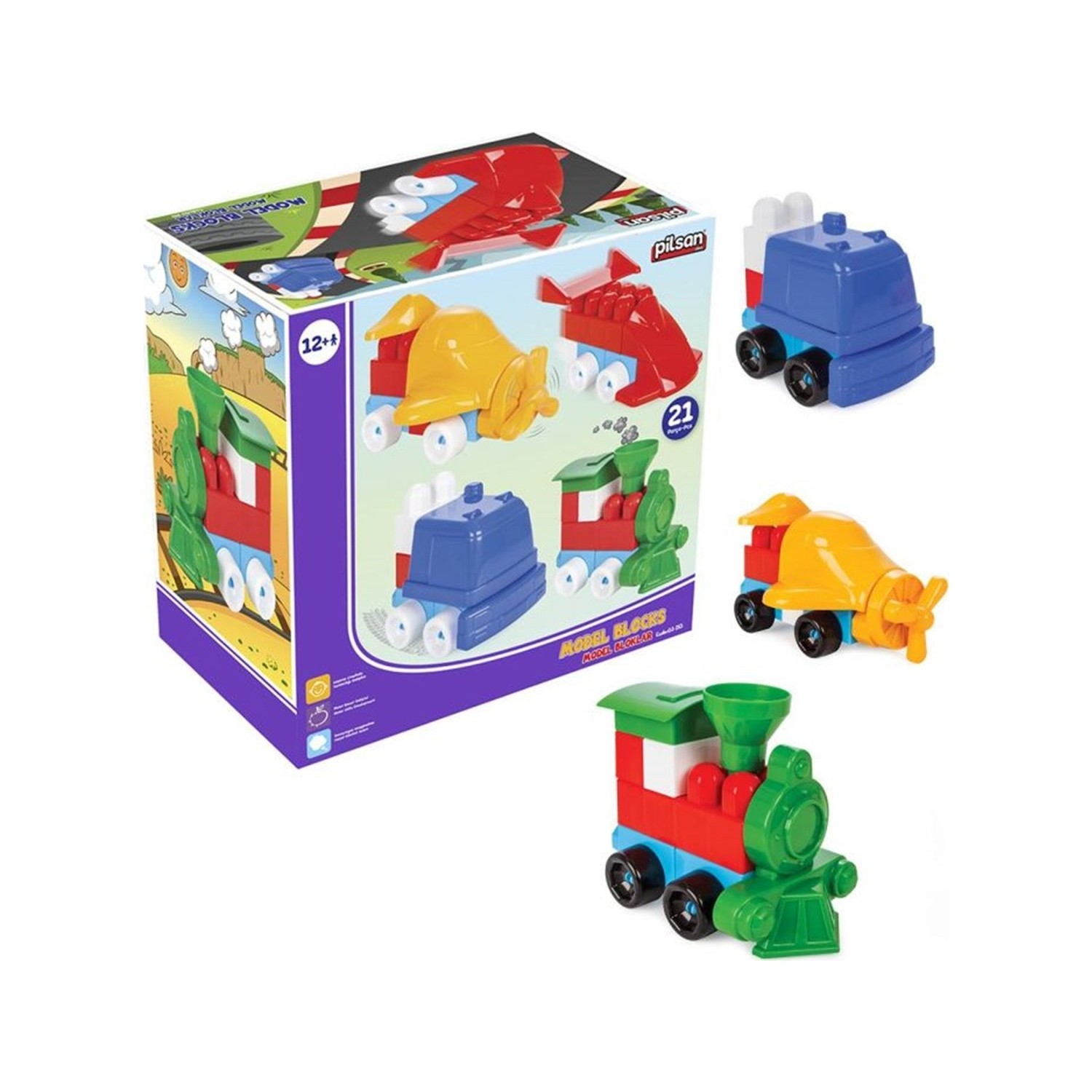 PİLSAN Model Bloklar (22 Parça) EĞİTİCİ MODEL BLOK
