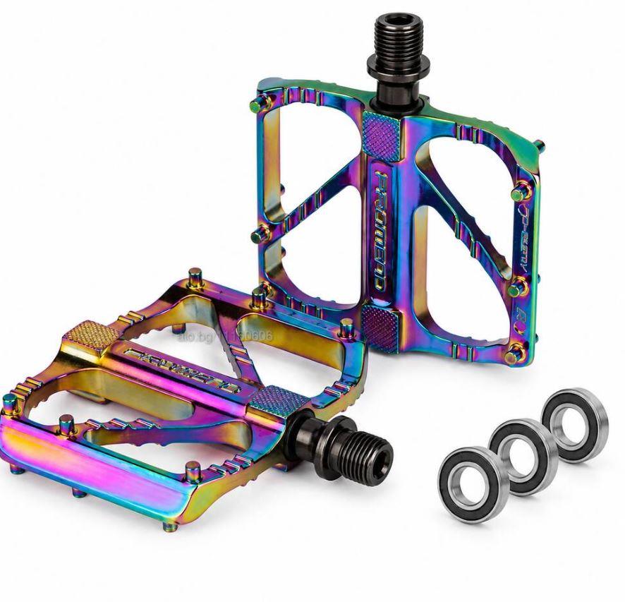 Promend R-67 Rainbow Platform Pedal MTB Freeride Kaymaz 3 Rulmanlı Alüminyum Pedal Rainbow Renk