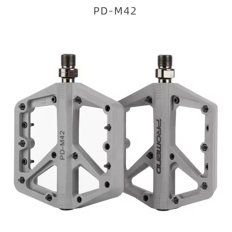 Promend Renkli Platform Pedal MTB Freeride Kaymaz Rulmanlı Plastik Pedal Ultra Hafif Gri Renk
