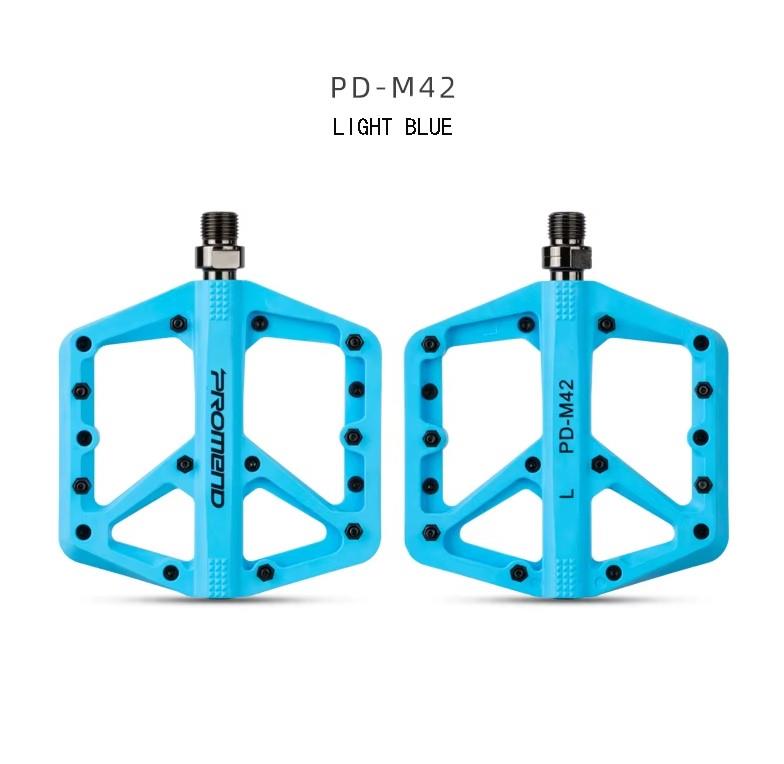 Promend Renkli Platform Pedal MTB Freeride Kaymaz Rulmanlı Plastik Pedal Ultra Hafif Açık Mavi Renk