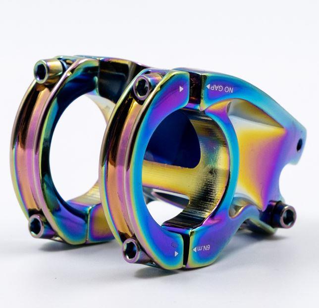 Raptor Alüminyum AS-352 35 mm Riser Mtb Bisiklet Gidon Boğazı Oil Slick Rainbow Gidon Boğazı