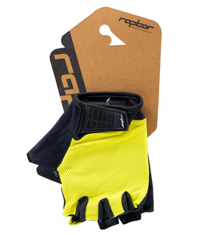 Raptor Bisiklet Eldiveni EVO Kısa Parmak Bisiklet Eldiveni Foam Pad Venom Yellow S Beden Sarı