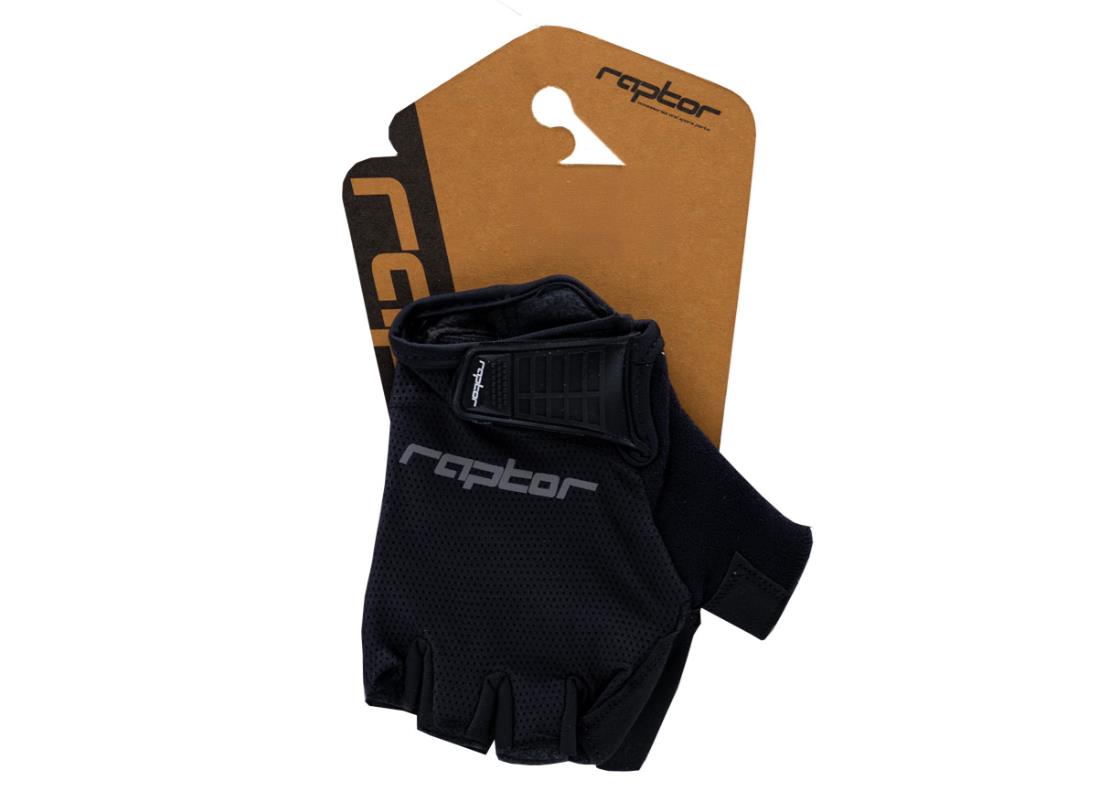 Raptor Bisiklet Eldiveni EVO Kısa Parmak Bisiklet Eldiveni Silikon Jelli Phantom Black M Beden