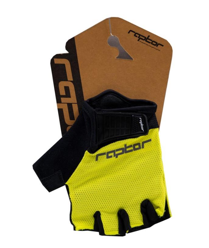 Raptor EVO Kısa Parmak Bisiklet Eldiveni Jel Padli Venom Yellow S Beden Sarı Renk