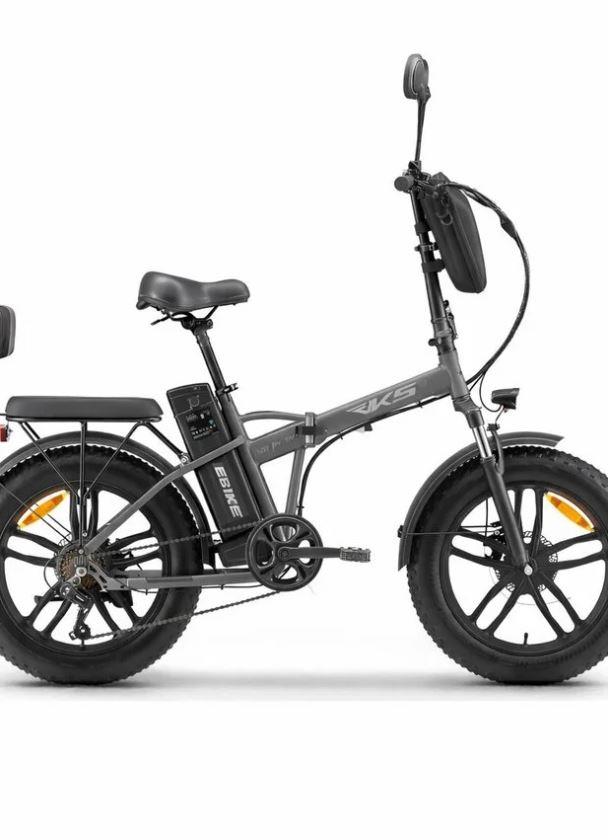 Rks Rs3 Pro Max Elektrikli Bisiklet Gri Renk ELEKTRİKLİ BİSİKLET Çantalı Aynalı Bagajlı Model