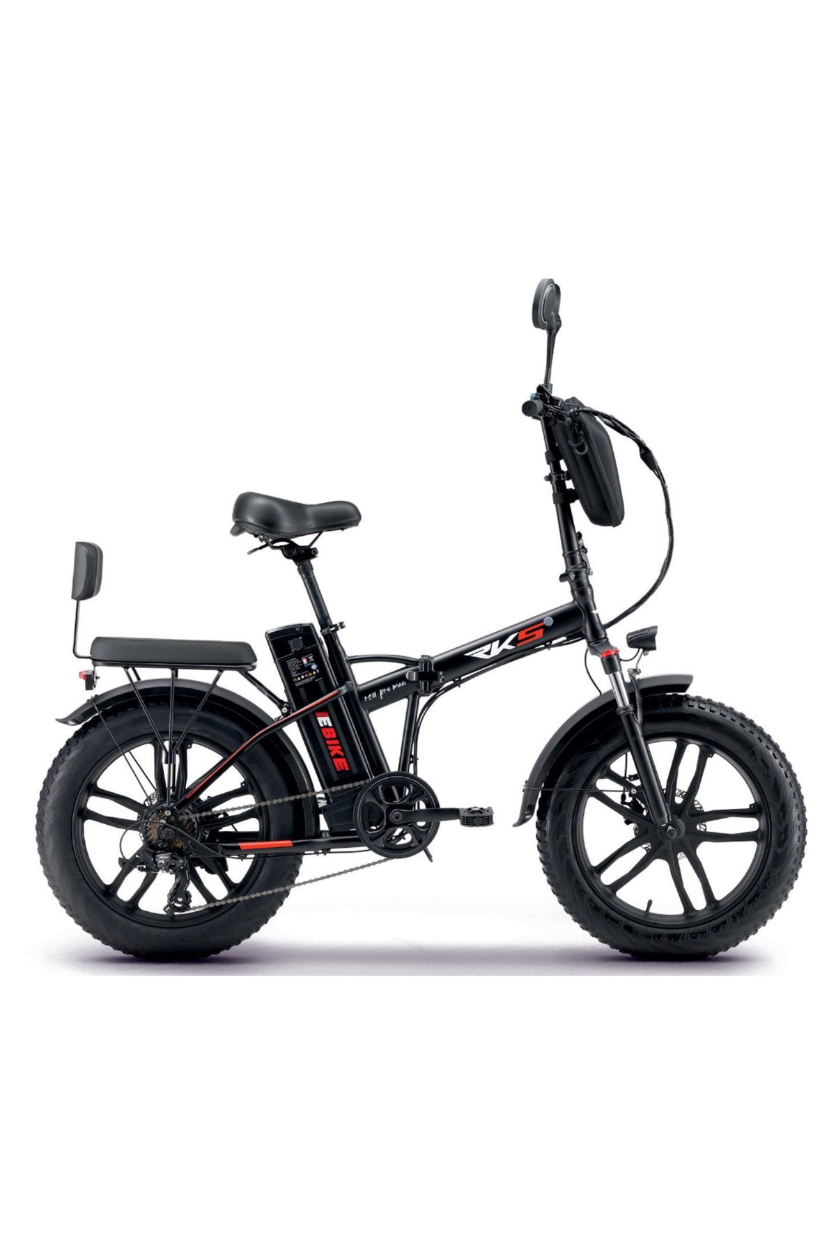 Rks Rs3 Pro Max Elektrikli Bisiklet Siyah Renk ELEKTRİKLİ BİSİKLET Çantalı Aynalı Bagajlı Model