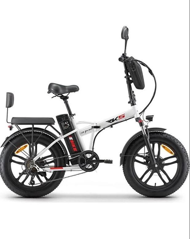 Rks Rs3 Pro Max Elektrikli Bisiklet Beyaz Renk ELEKTRİKLİ BİSİKLET Çantalı Aynalı Bagajlı Model