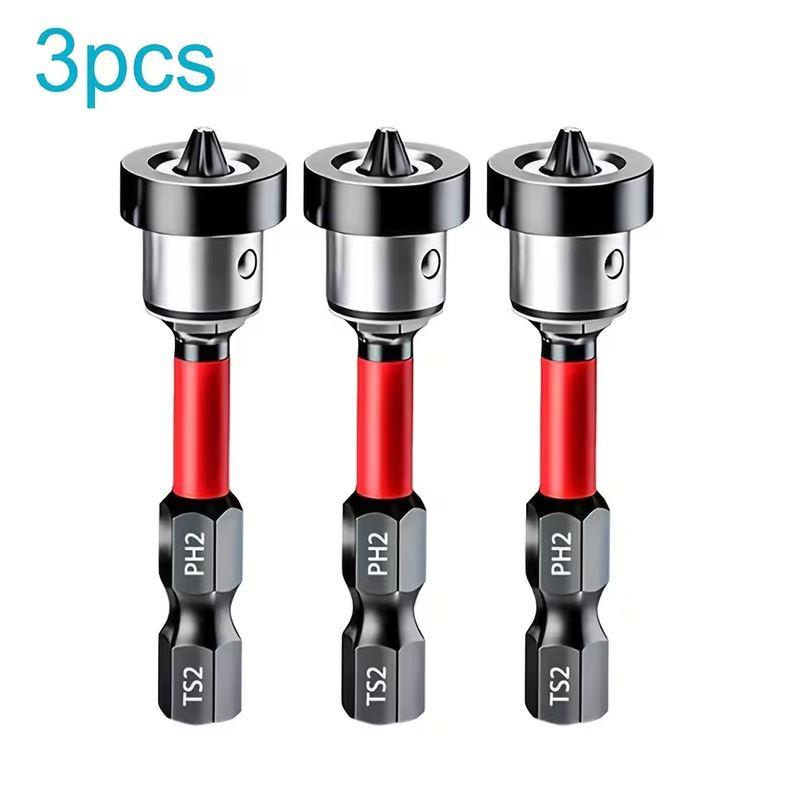 3 ADET Şapkalı Vidalama Bits Ucu 50 Mm Yıldız Ph2 S2 Çeliği Uç Ağır Hizmet Tipi Manyetik Matkap Ucu